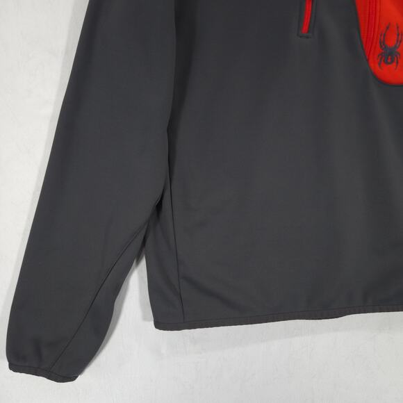 Spyder Jacket Mens S Gray Bandit Half Zip Logo Long Sleeve Fleece Pullover - Picture 4 of 13